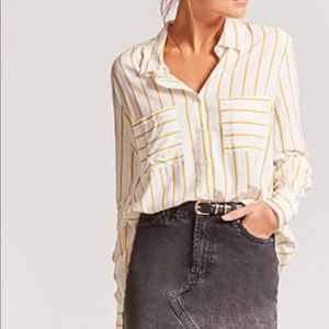 Yellow striped button up blouse